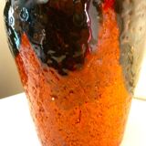 Ceramic vase, chamotte terracotta, enamelled, signature to be identified, vintage