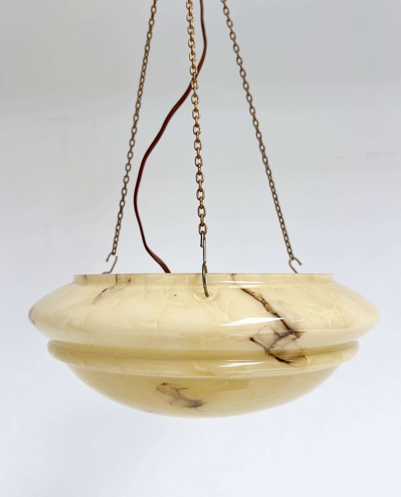 Art Deco bowl lamp with marble pattern from the 1930s