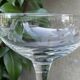 5 blown glass champagne glasses with cut bee decoration