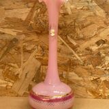 Old Pink Opaline Soliflore Vase + Vintage Gold & Camé Decor