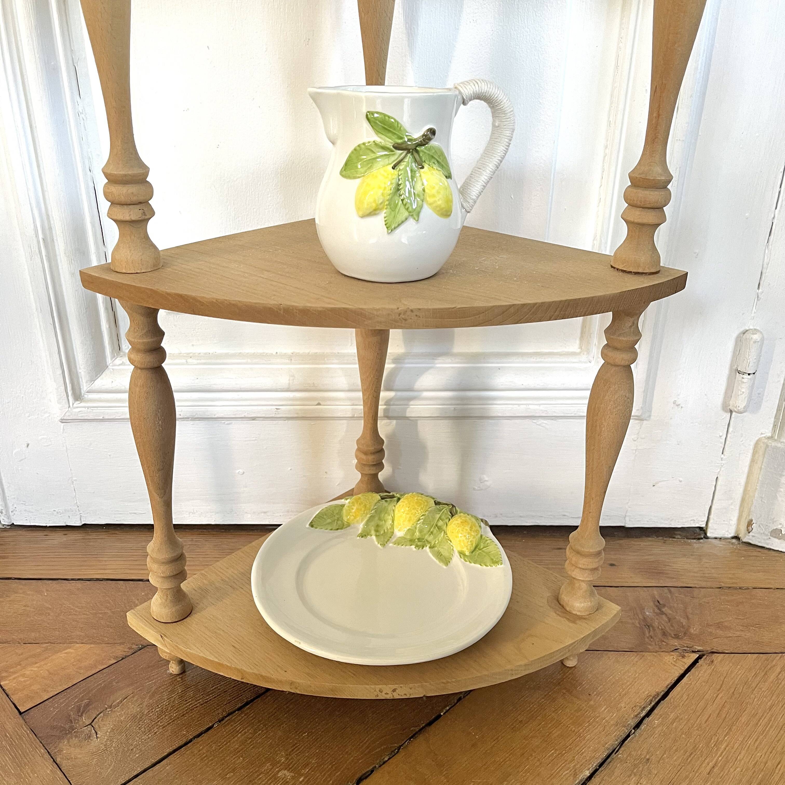 Raw wood corner shelf