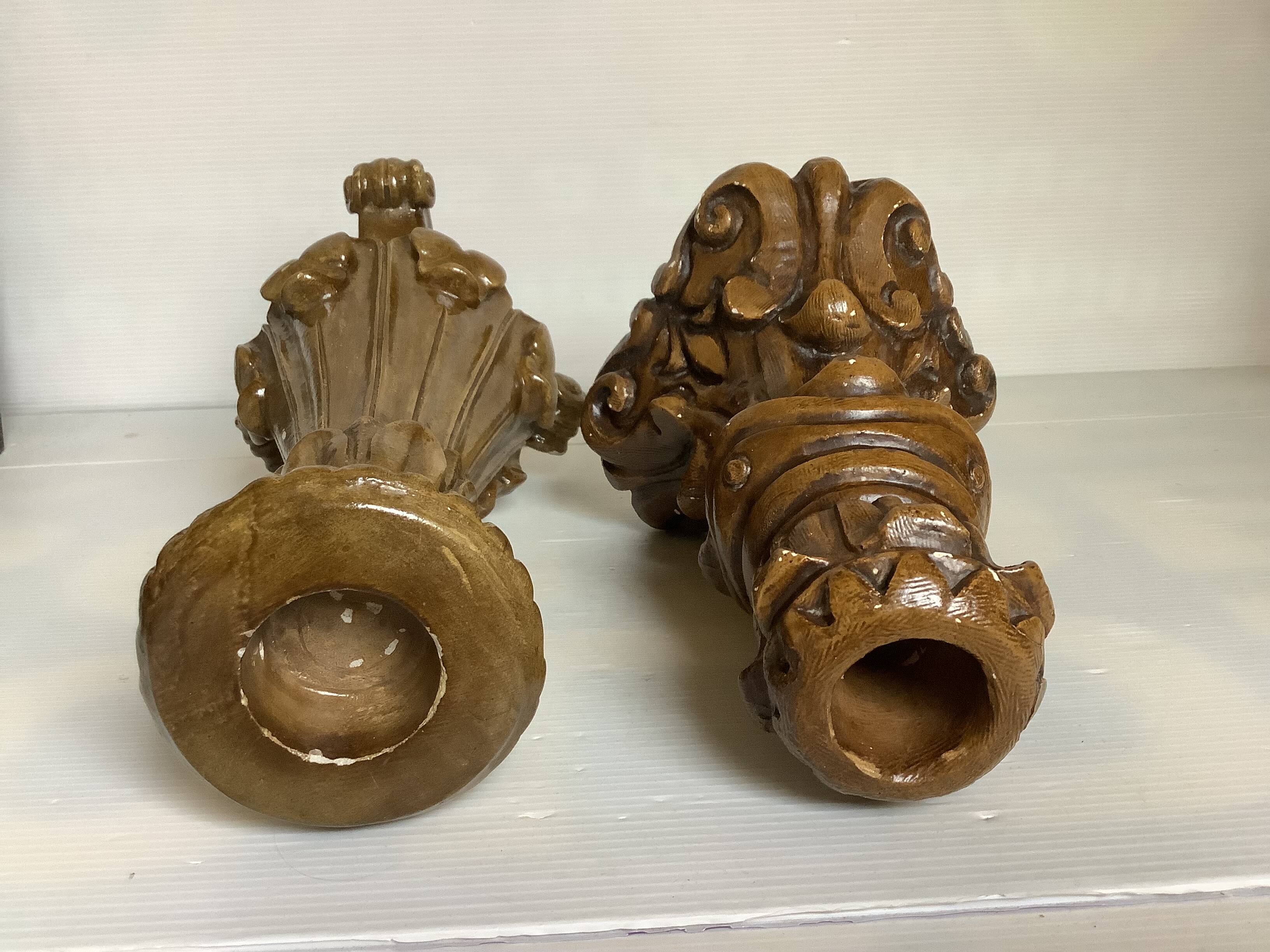 Pair of painted plaster candlesticks