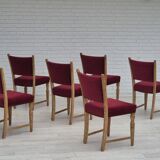 1970s, set of 6 Danish dinning chairs, very good condition, oak wood.
