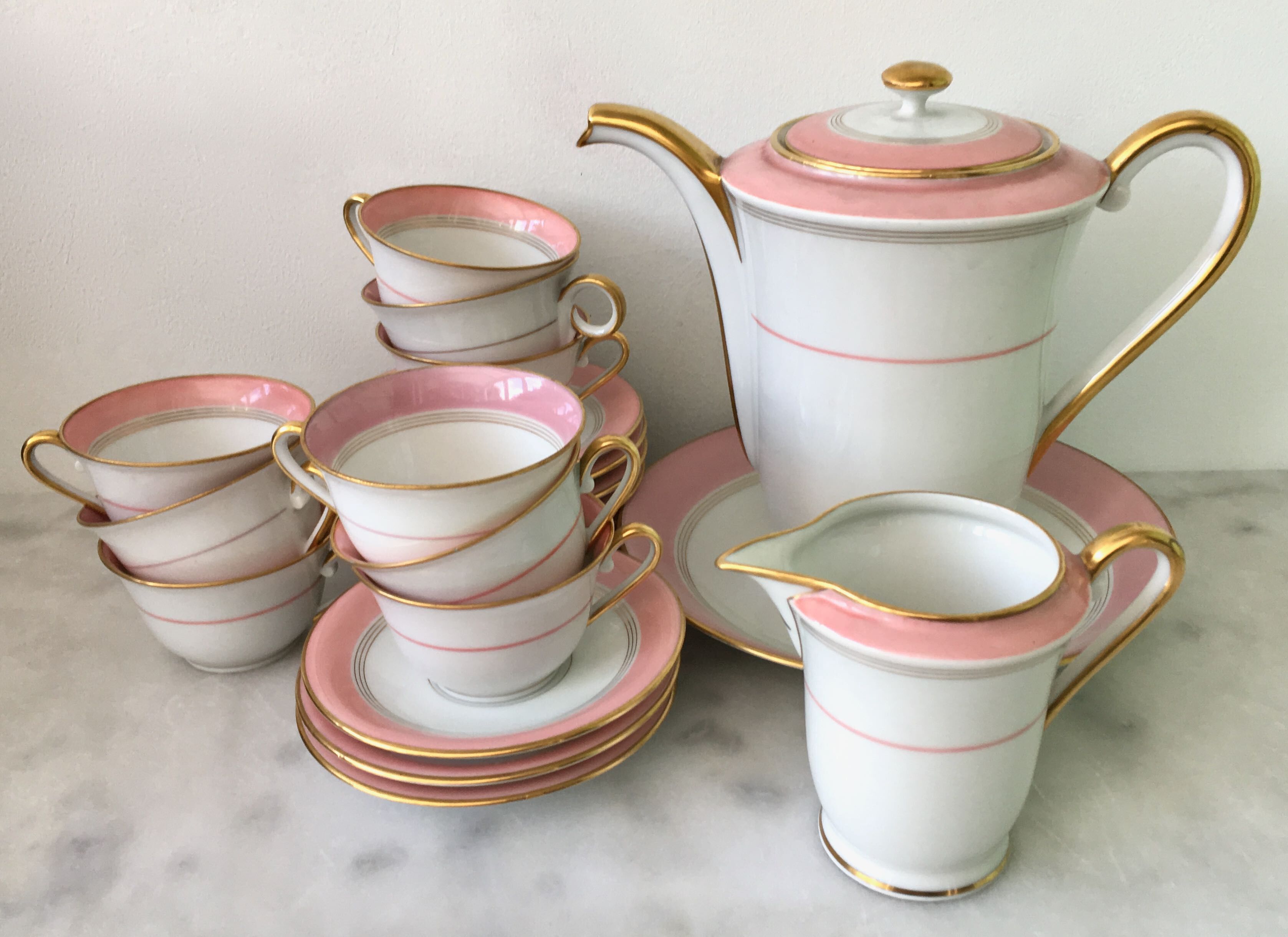 Coffee service x 8 porcelain from Vierzon