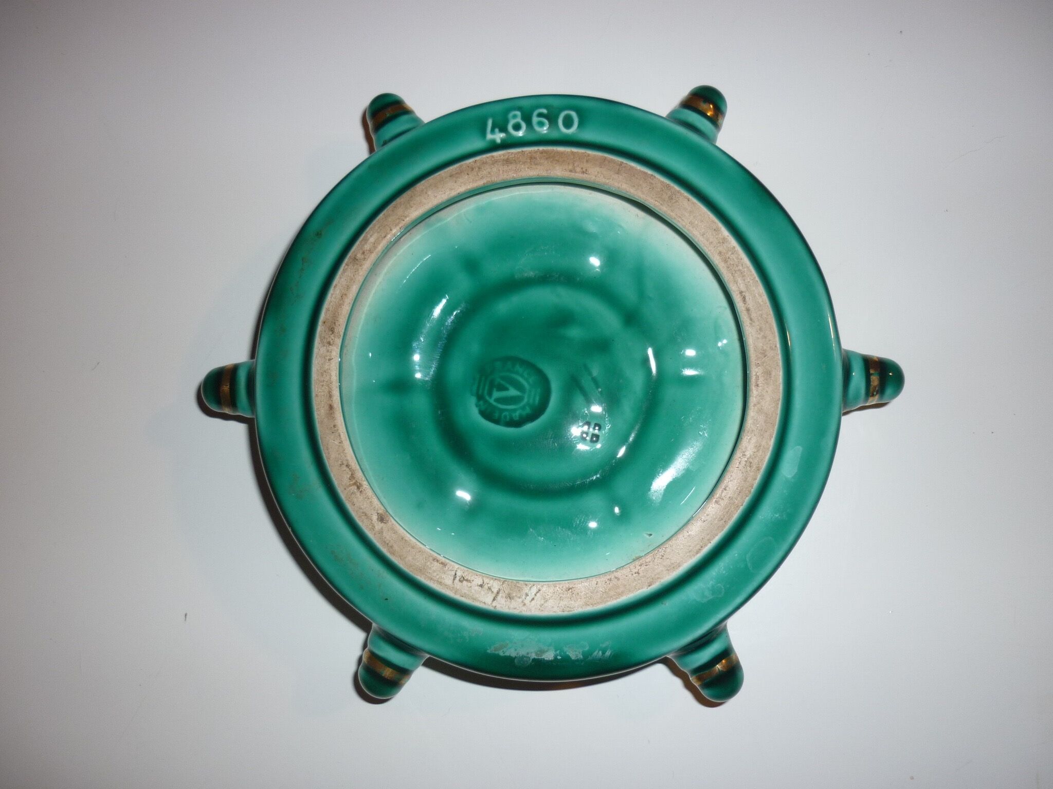 Vallauris green and gold boat wheel ashtray