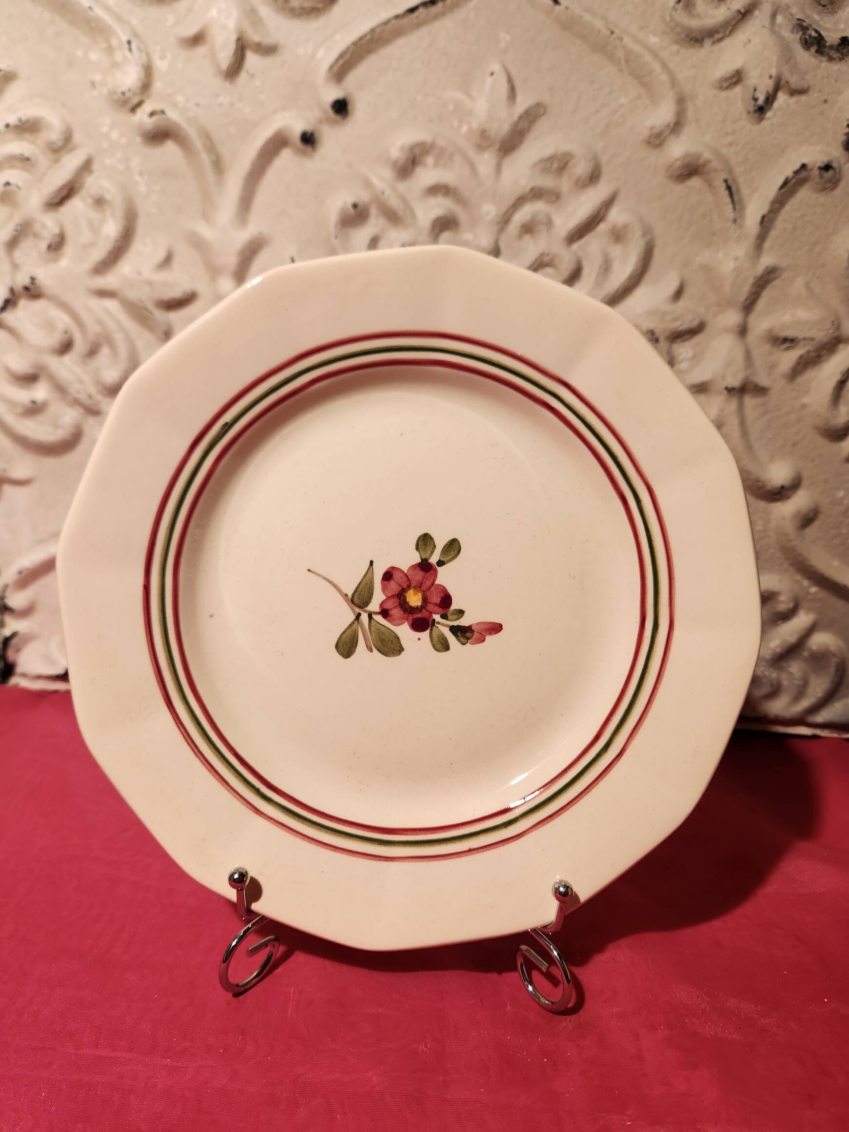 22 flat plates Armelle Sarreguemines hand-painted
