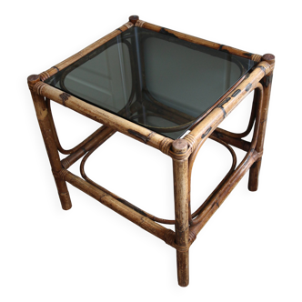 Vintage smoked glass bamboo table
