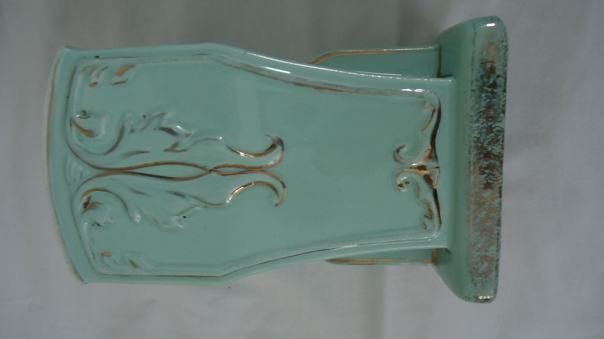 Clock doves color green blue and its vase 50s