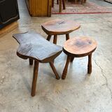 Suite of 3 brutalist stools