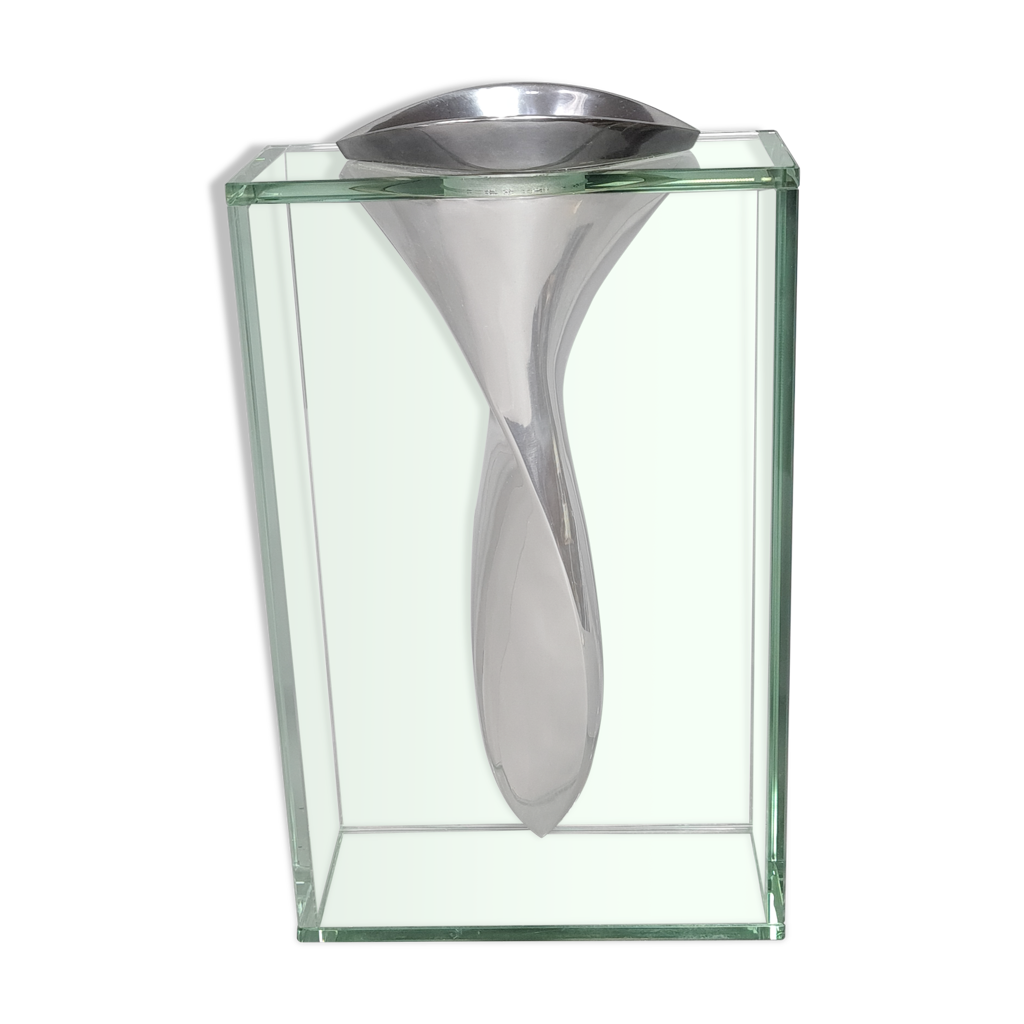 Vase fonte aluminium & verre sans défaut 34 cm De Lisa Mori | Selency