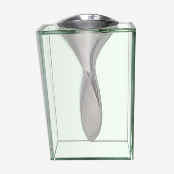 Vase fonte aluminium & verre sans défaut 34 cm De Lisa Mori
