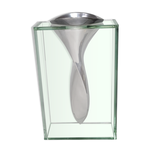 Vase fonte aluminium & verre sans