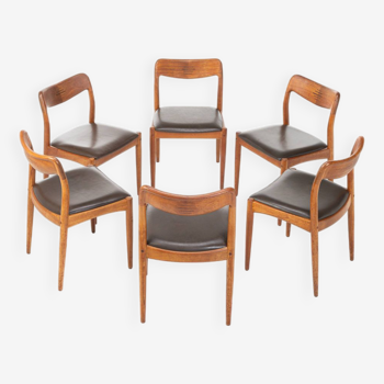 Ensemble de 6 chaises à repas de Johannes Andersen pour Uldum mobelfabrik, Danemark 1960