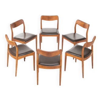 Ensemble de 6 chaises à repas de Johannes Andersen pour Uldum mobelfabrik, Danemark 1960