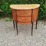 Commode ancienne style louis xv marqueterie plateau marbre
