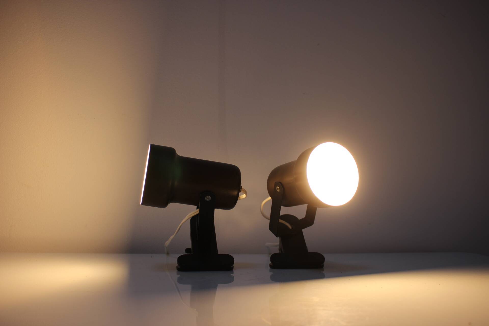 Pair of Two Attachable Table Lamps with a Clip, 1970's, Czechoslovakia