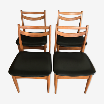 Chaises scandinaves teck et simili cuir