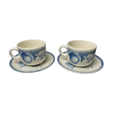 Duo of cups and undercups in English porcelain "Tudor"