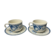 Duo of cups and undercups in English porcelain "Tudor"