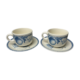 Duo de tasses et sous-tasses en porcelaine anglaise "Tudor"