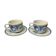 Duo of cups and undercups in English porcelain "Tudor"