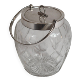 Baril de biscuit en cristal autrichien taillé avec montures et poignée plaquées argent, années 1920