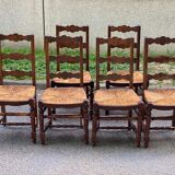 6 country oak straw dining room chairs