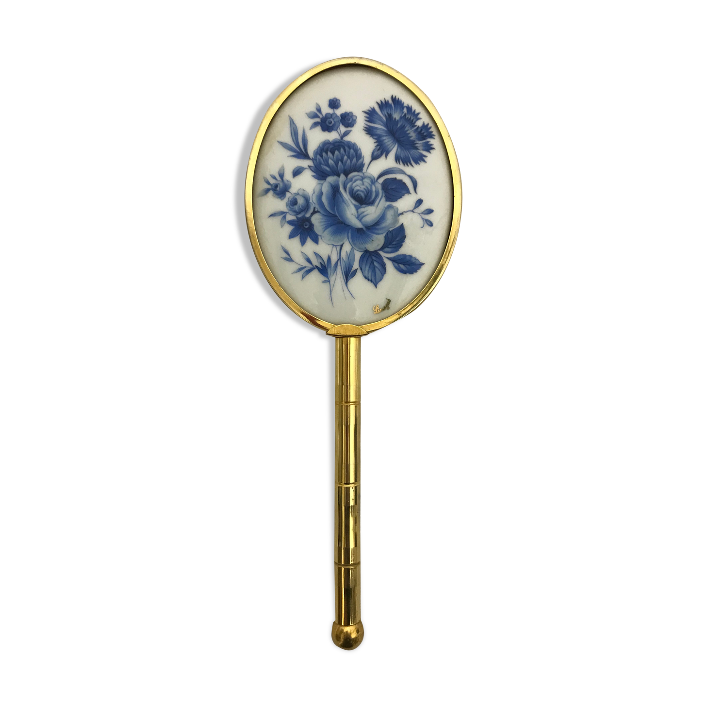 Mirror Face to hand gilded porcelain limoges Vintage