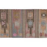 Handwoven Vintage Sivas Kilim Runner in Green Geometric Pattern 2'8'' x 12'6''