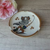 Cendrier en grès chouette hibou artisanal vintage