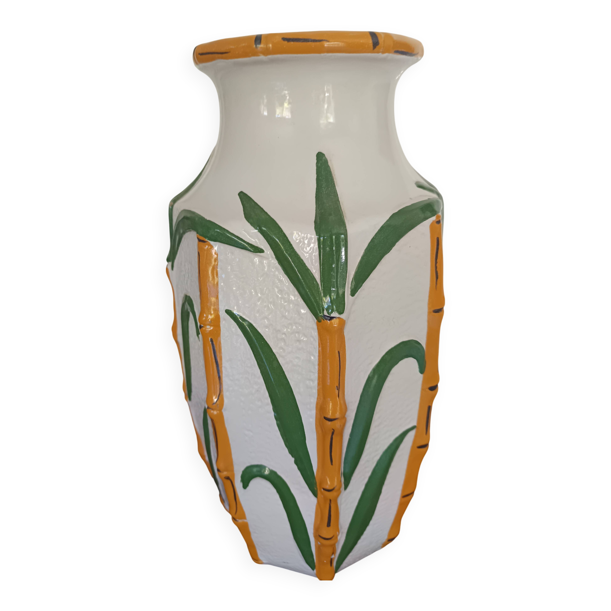 large bamboo vase signed Cartens Germany 1960