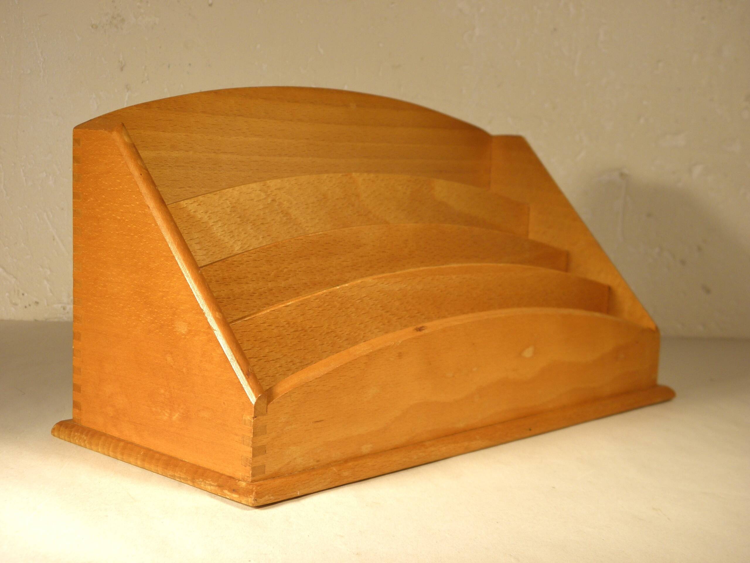 Letter holder, wooden mail holder from the 1950s