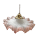 Suspension plafonnier ancien abat jour opaline rose dentelée forme mouchoir art déco 1930