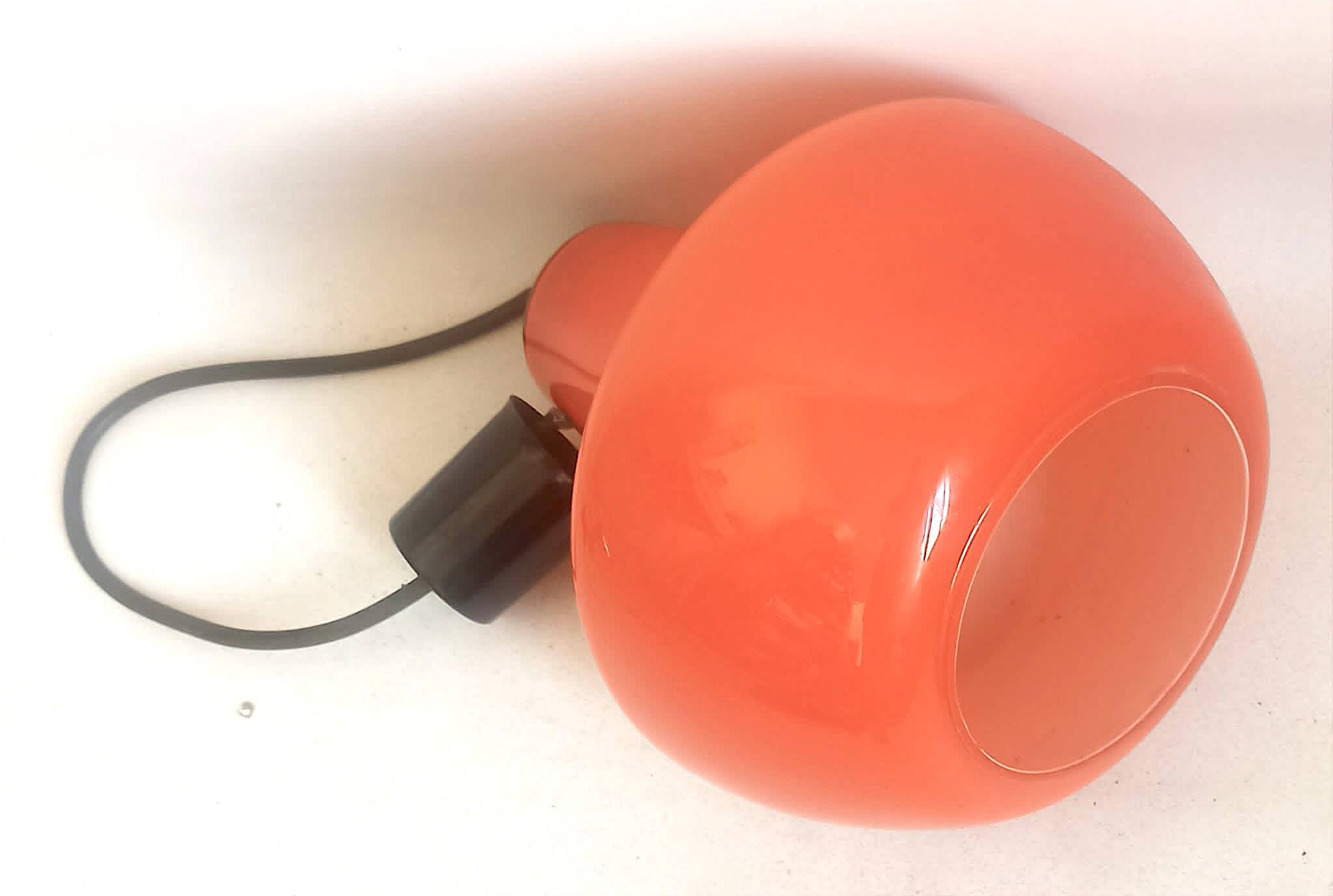 Opaline orange suspension Peill & Putzler 1970s Diameter 23.5 cm