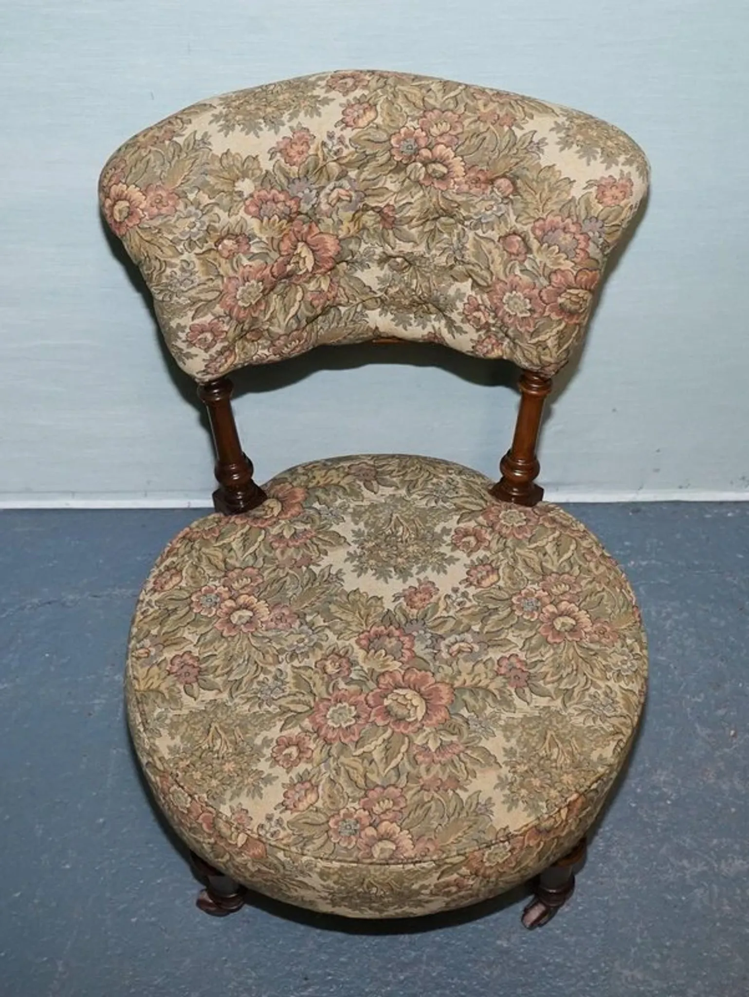 Antique Victorian Nursing Chair in Tapestry with Floral Decoration