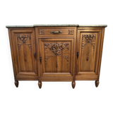 Solid wood carved sideboard with marble top, Art Nouveau style