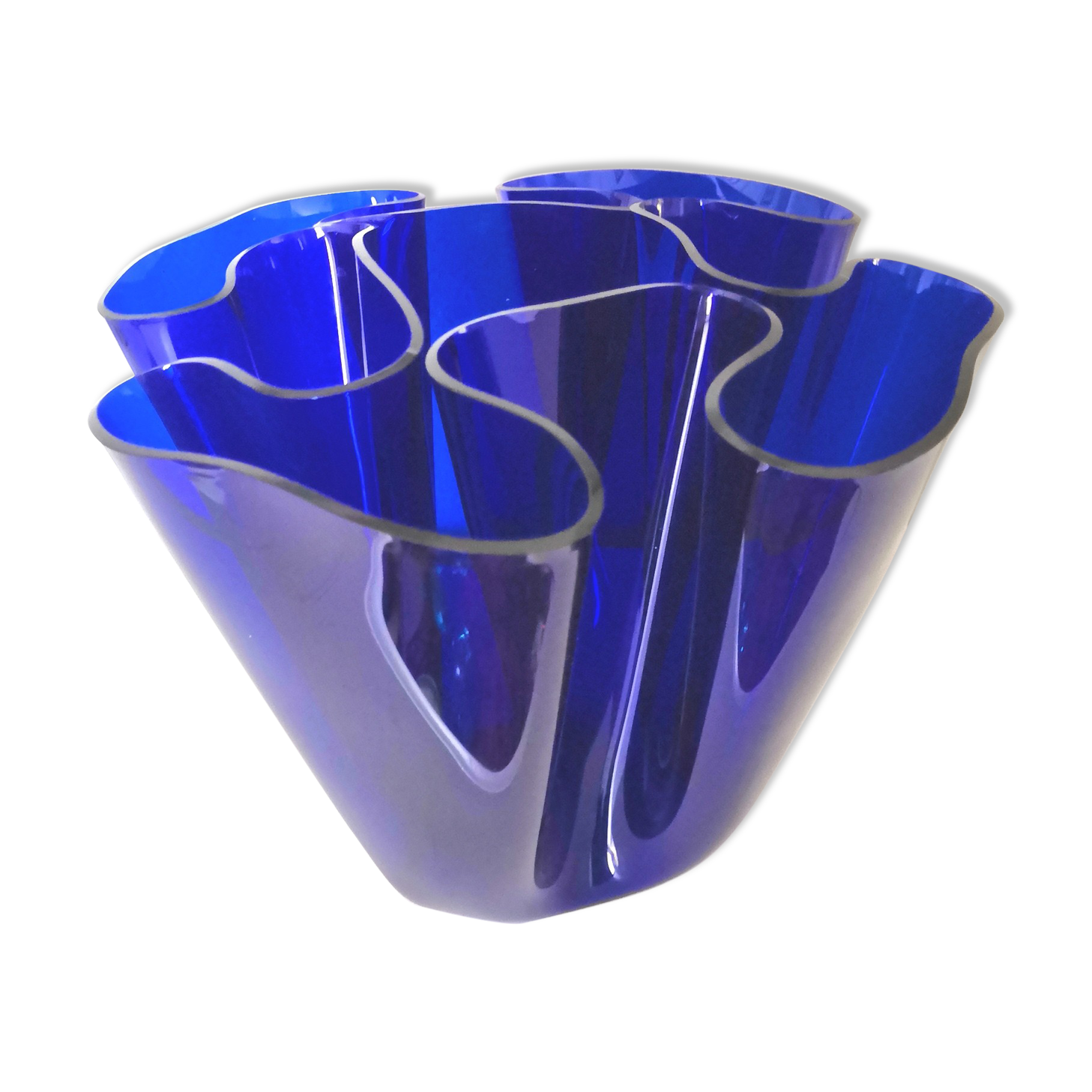 Blue handkerchief vase in plexiglass 70s