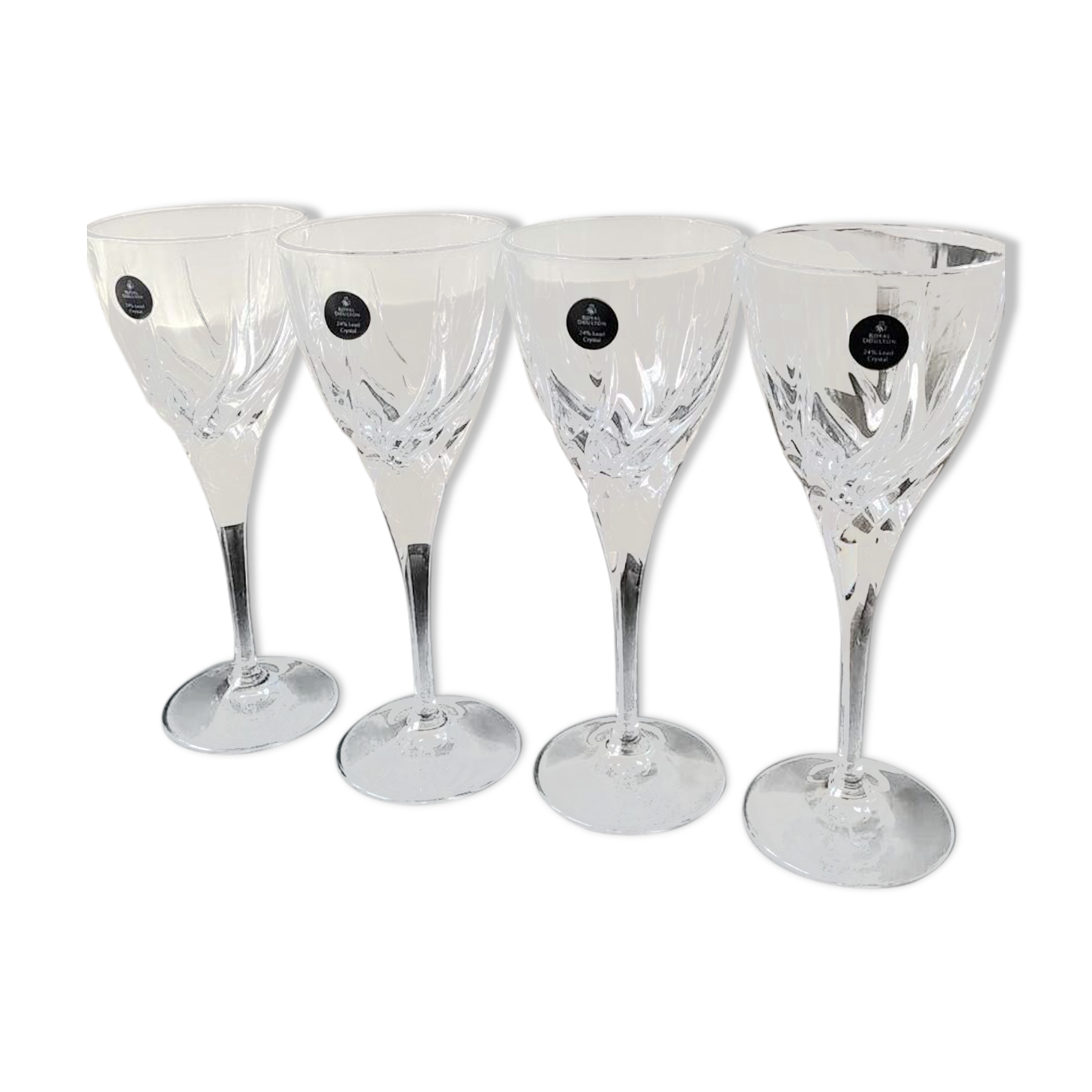 Set of 4 large red wine glasses/Royal Doulton Elegance. Made from high quality lead crystal. High 21 cm. New with box