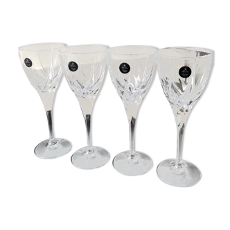 Lot 4 grands verres à vin rouge/Royal Doulton Élégance. En cristal de plomb de haute qualité. Haut 21 cm. Neuf avec boîte