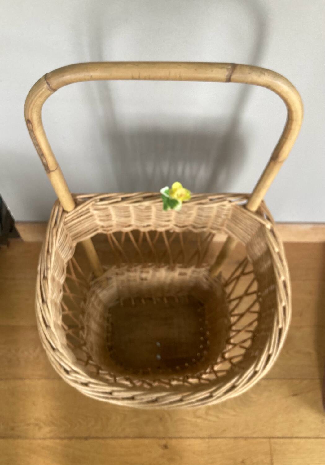 Rattan / Wicker Shopping Trolley 1960s Vintage