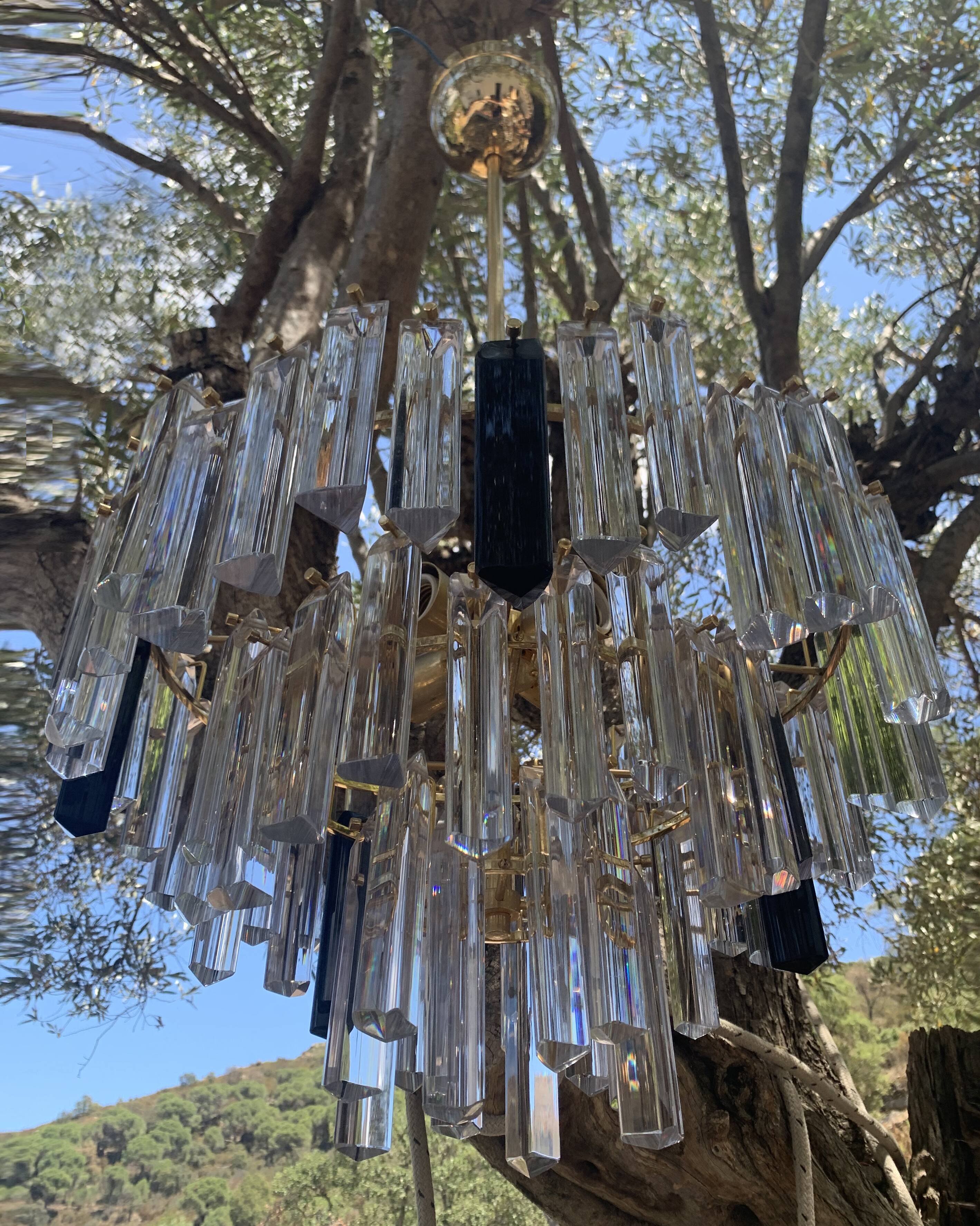 Venini trihedron chandelier in Murano glass