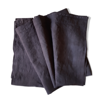 Washed linen tablecloth tinted deep purple brown
