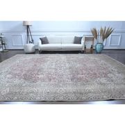 1960s Vintage Persian Handmade Wool Cotton Light Pink Area Rug 285x388