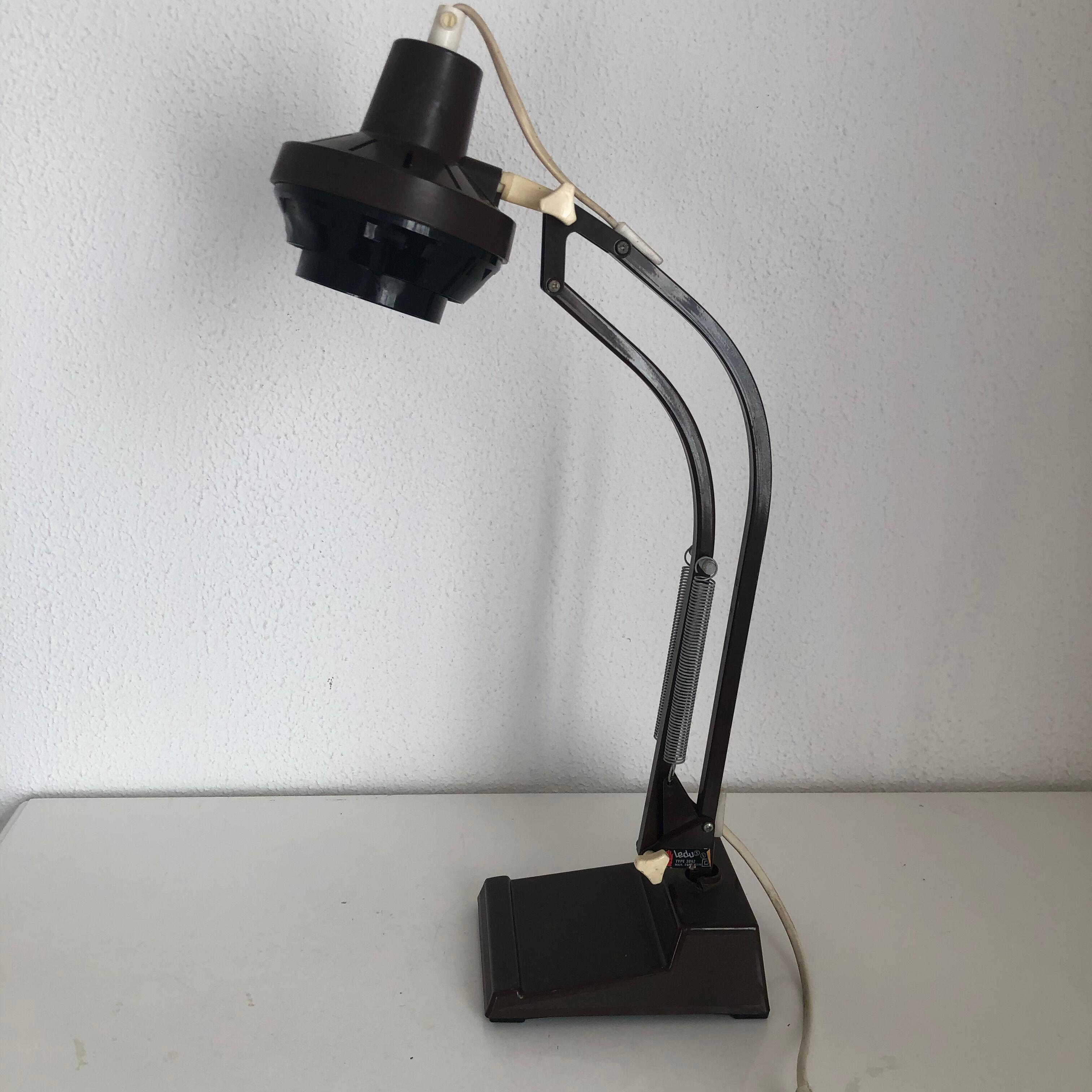 Vintage lamp 1960 office architect Ledu chocolate - 52 cm
