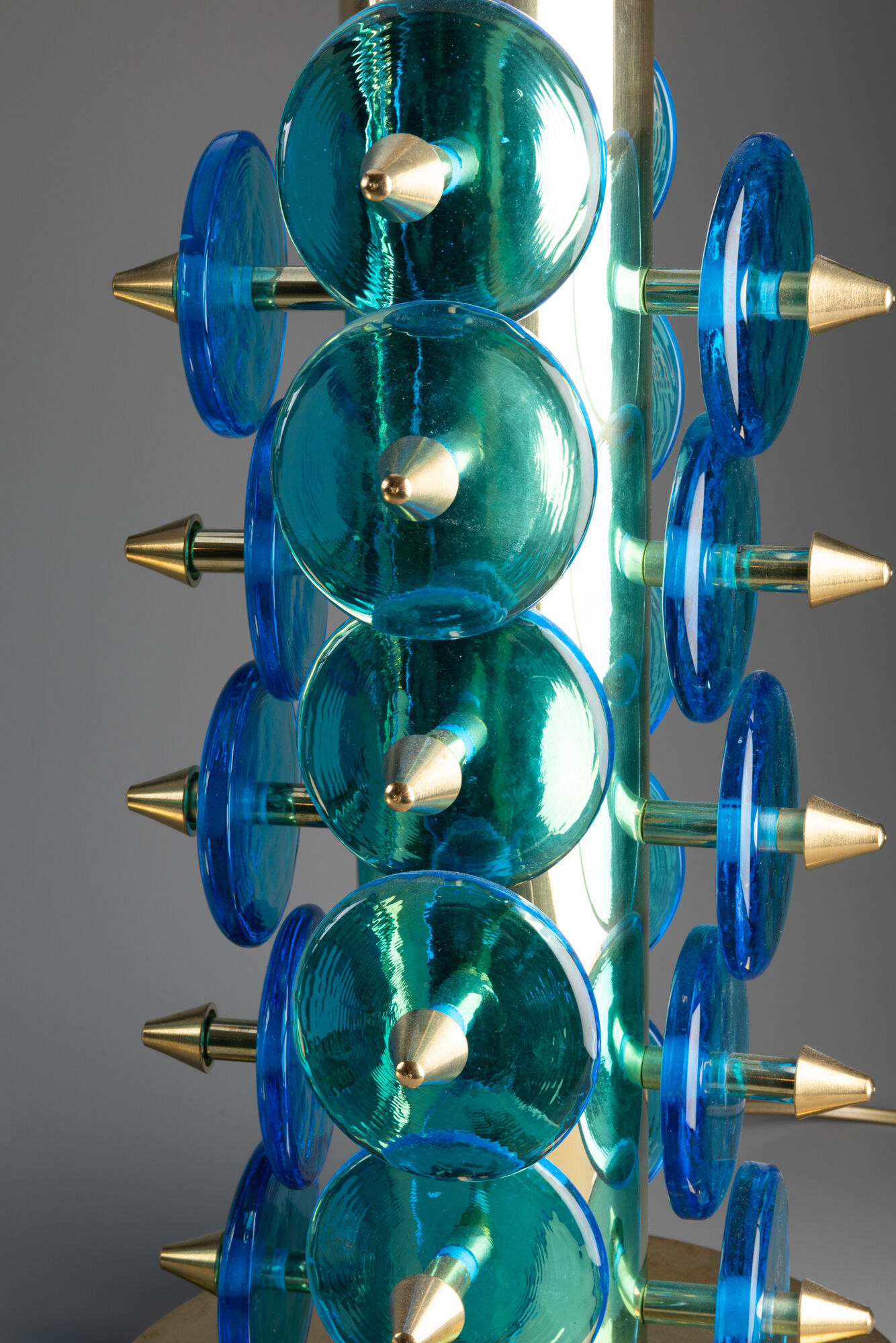 Pair of blue Murano glass lamps, twentieth century