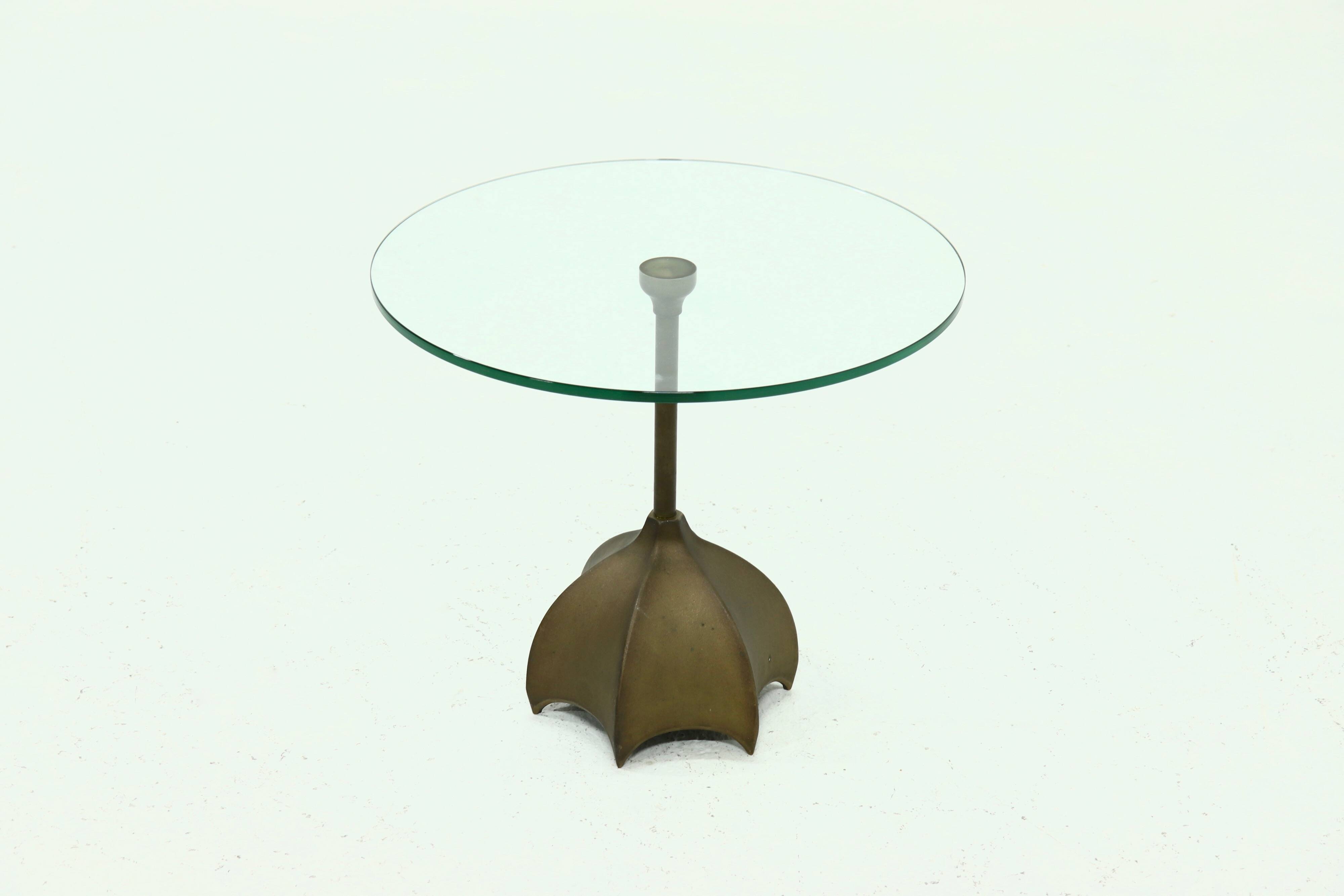 Bronze and Glass Side Table by Jan Des Bouvries for Quasar Holland 1990s
