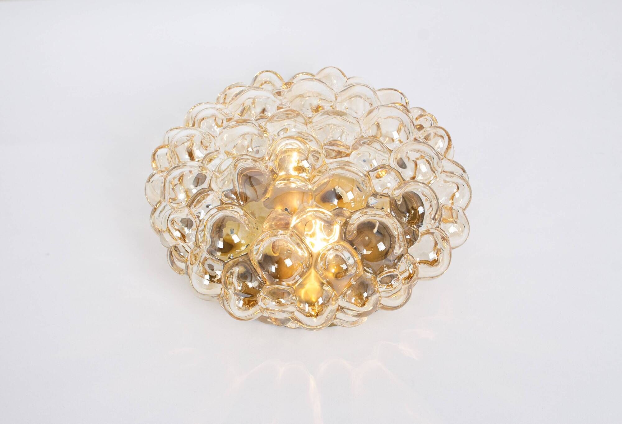 1 of 3 Large Amber Bubble Glass Sconce by Helena Tynell, Limburg, Germany