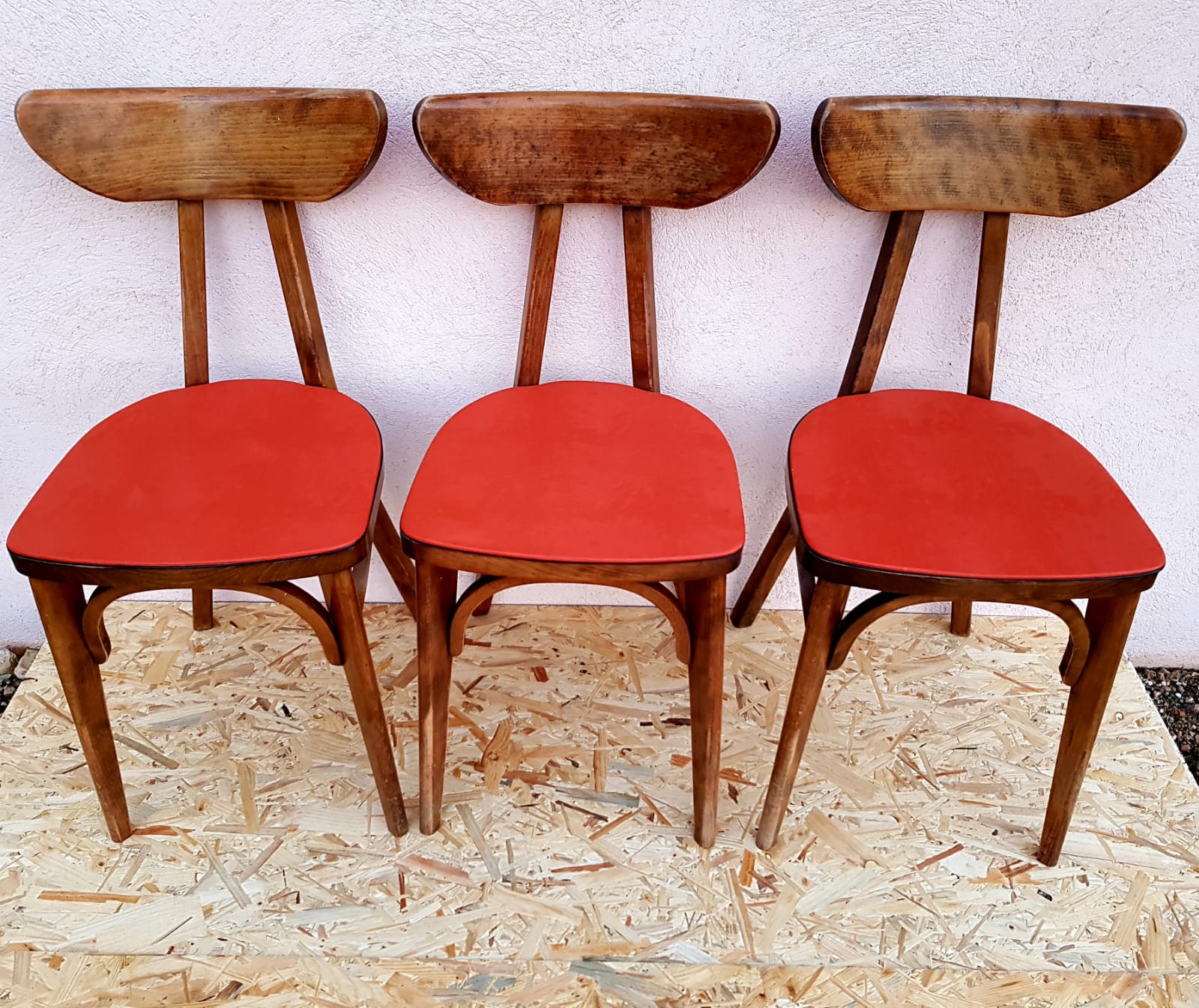 4 chairs Bistro/banana style Luterma sitting vintage Red