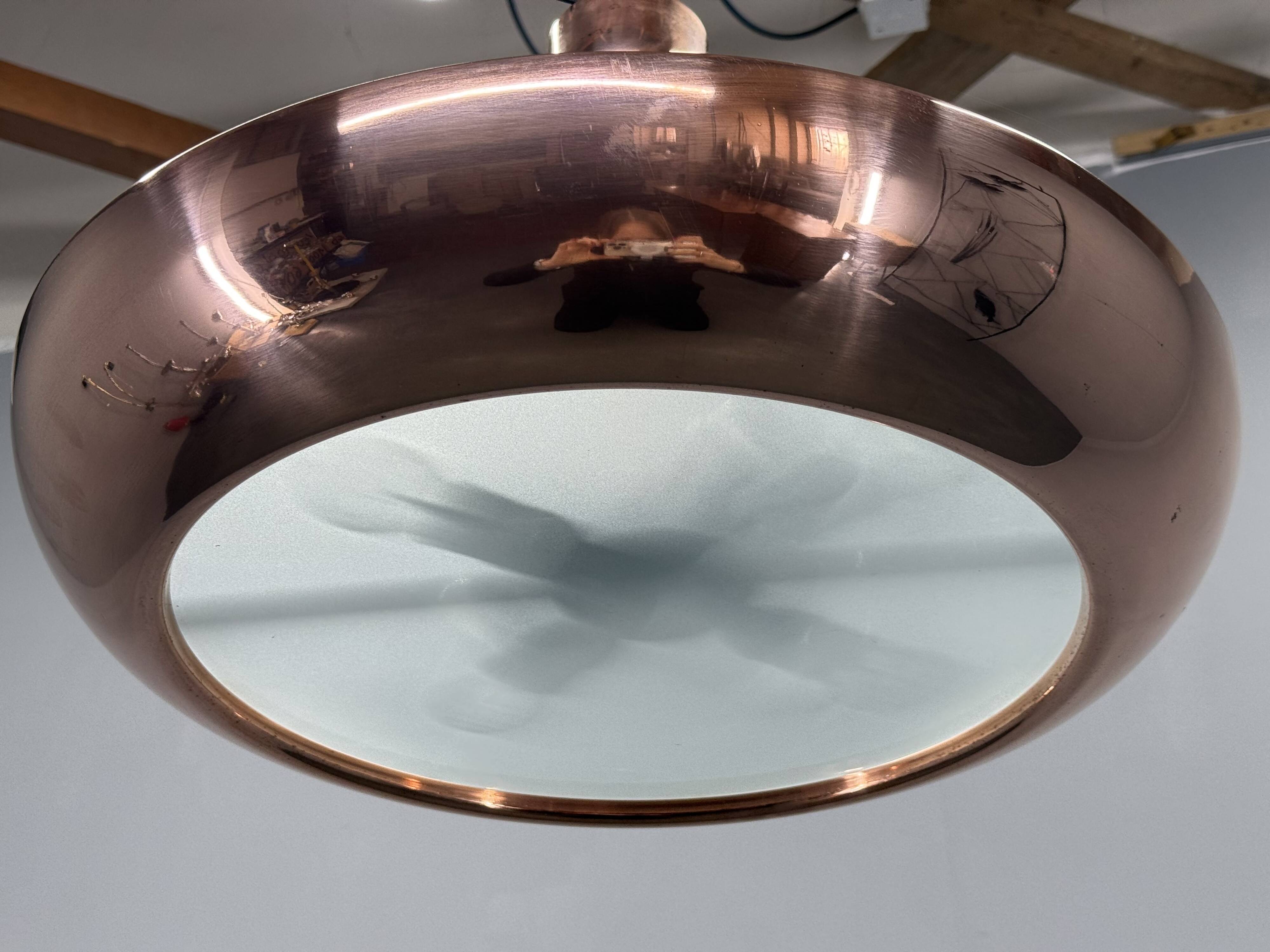 Suspension en cuivre Bauhaus UFO par Josef Hurka, années 1930