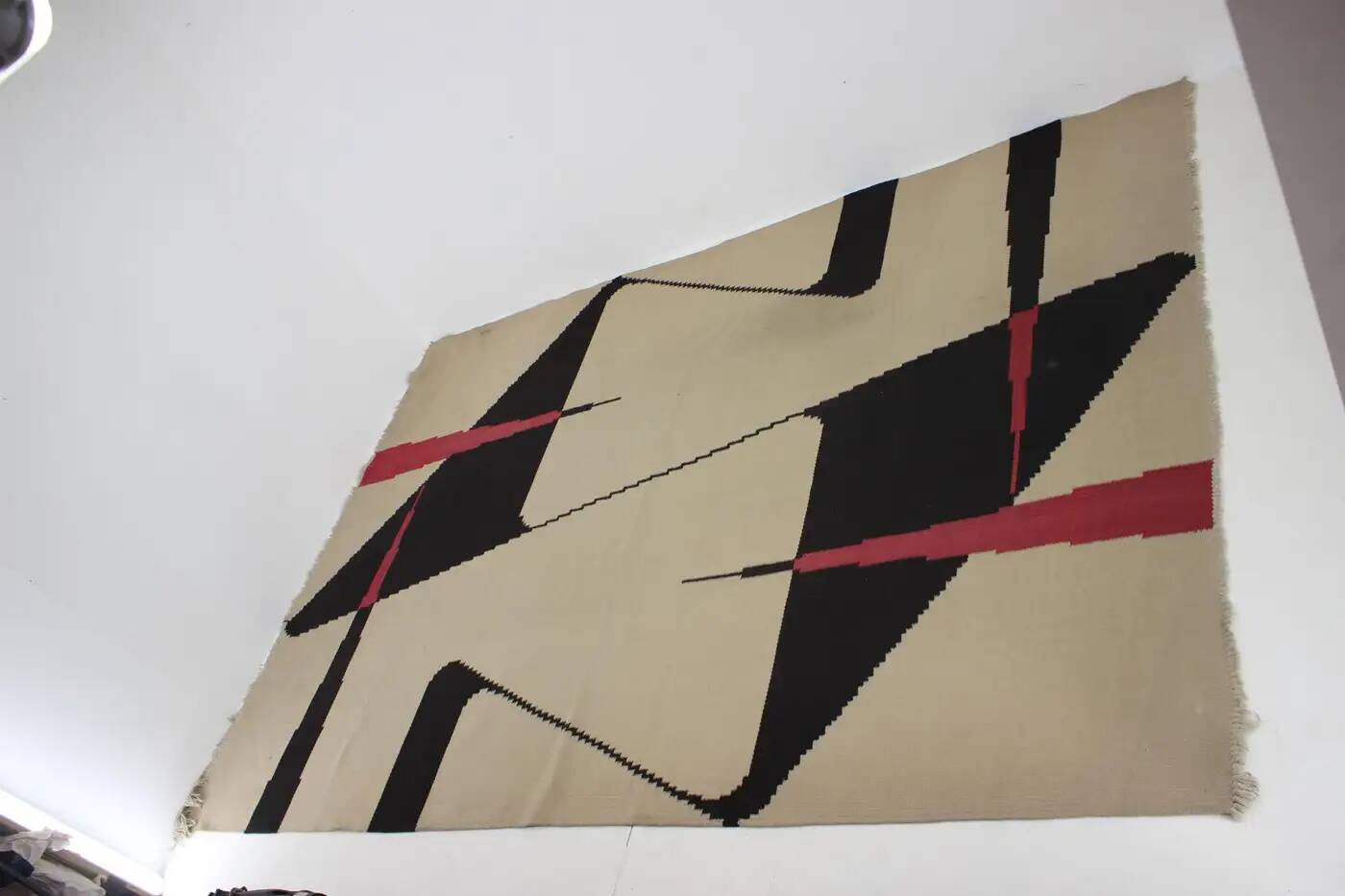 Midcentury kilim abstract design geometric rug / carpet, 1960s